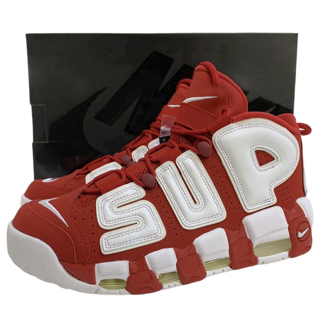 新品 17年製 SUPREME × NIKE AIR MORE UPTEMPO 赤白 US9.5/27.5 シュプリーム ナイキ エアモアアップテンポ  レッド コラボ 902290-600 2017 - NEWJOKE ONLINE STORE