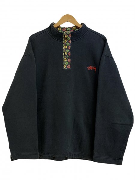 着丈72cmUSA製　OLD STUSSY ジップブルゾン　ブラック　コットン　紺タグ