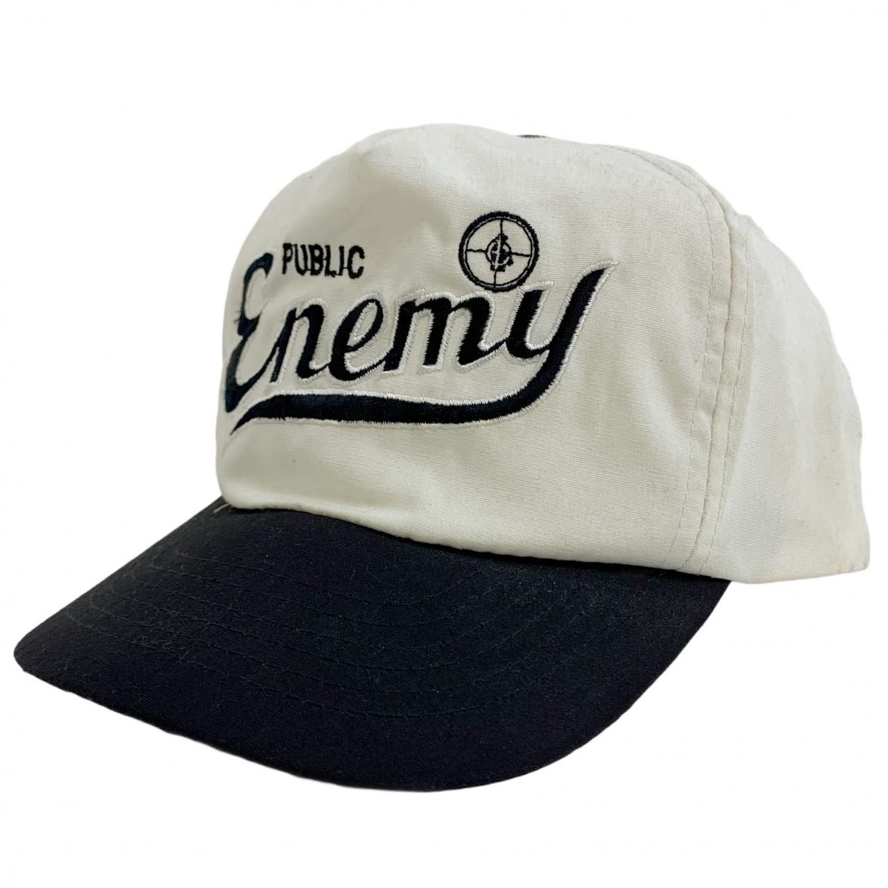 80s～90s PUBLIC ENEMY Logo 5 Panel Cap 白黒 パブリックエネミー 5