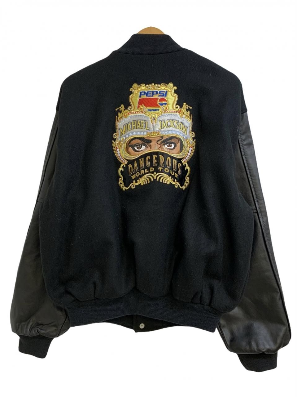 s MICHAEL JACKSON "Dangerous World Tour" Wool Varsity Jacket 黒