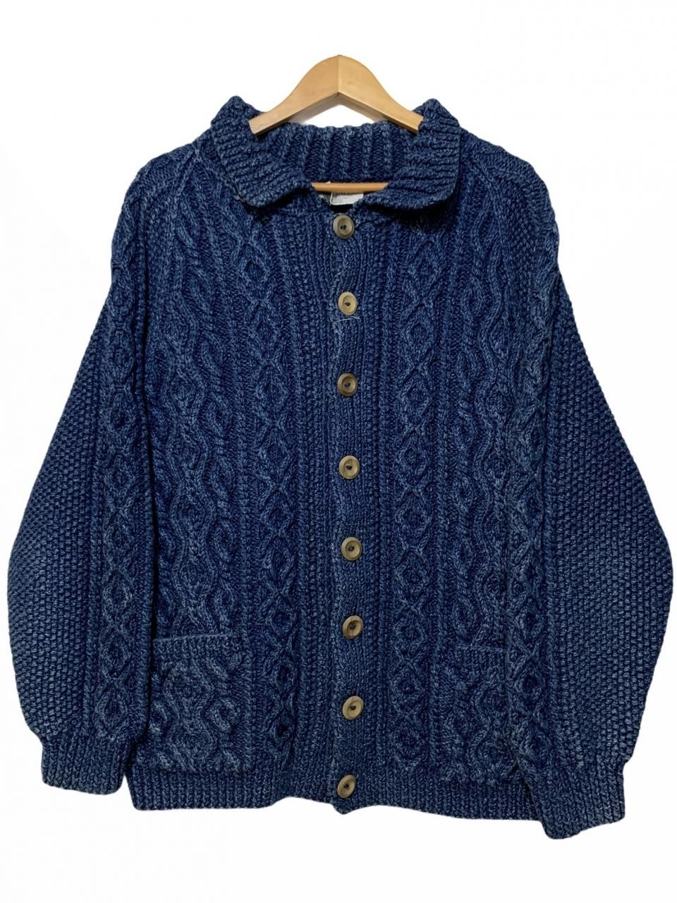 INVERALLAN 3A Indigo Cotton Knit Cardigan 青紺 L インバーアラン 