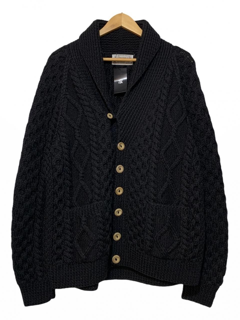 INVERALLAN 6A Wool Shawl Collar Knit Cardigan 黒 L インバーアラン