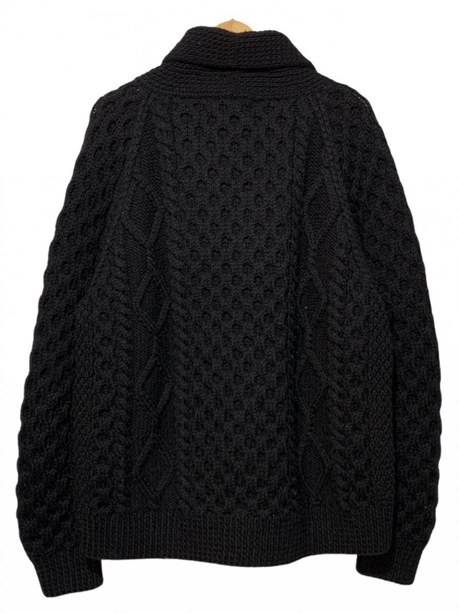 INVERALLAN 6A Wool Shawl Collar Knit Cardigan 黒 L インバー
