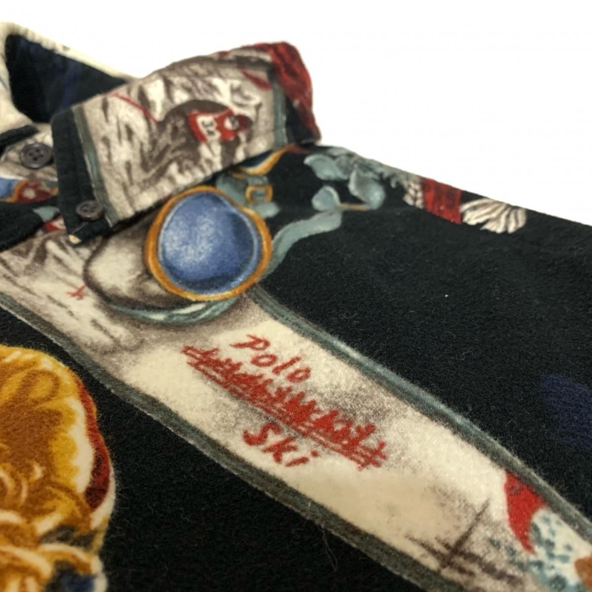 生まれのブランドで ''POLO Lauren Ralph Polo SKI'' L 黒 Shirt L/S Flannel Print トップス