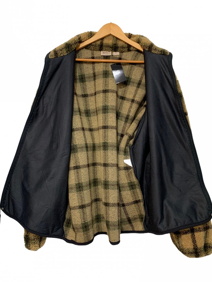 USA製 90s Woolrich Check Boa Fleece Jacket ベージュ XL ウール ...