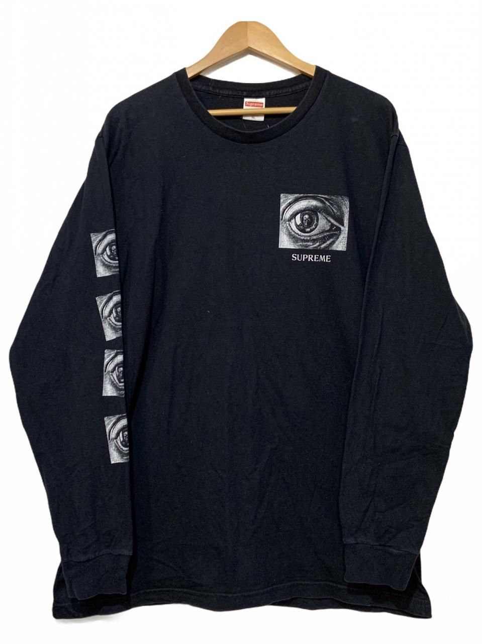 17SS SUPREME × M.C ESCHER EYE L/S Tee 黒 XL シュプリーム MC ...