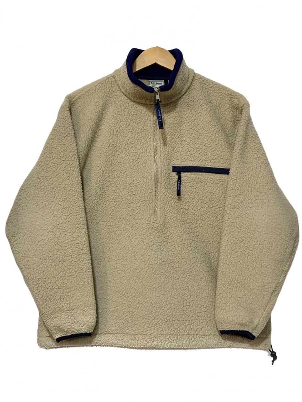 USA製 90s L.L.Bean Half-Zip Pullover Fleece Jacket ナチュラル S