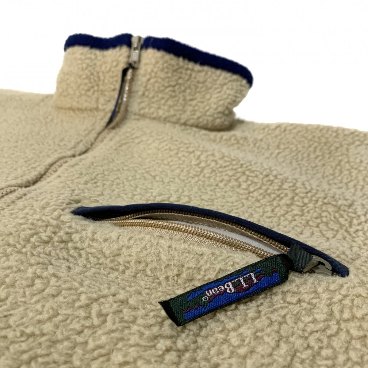USA製 90s L.L.Bean Half-Zip Pullover Fleece Jacket ナチュラル S 