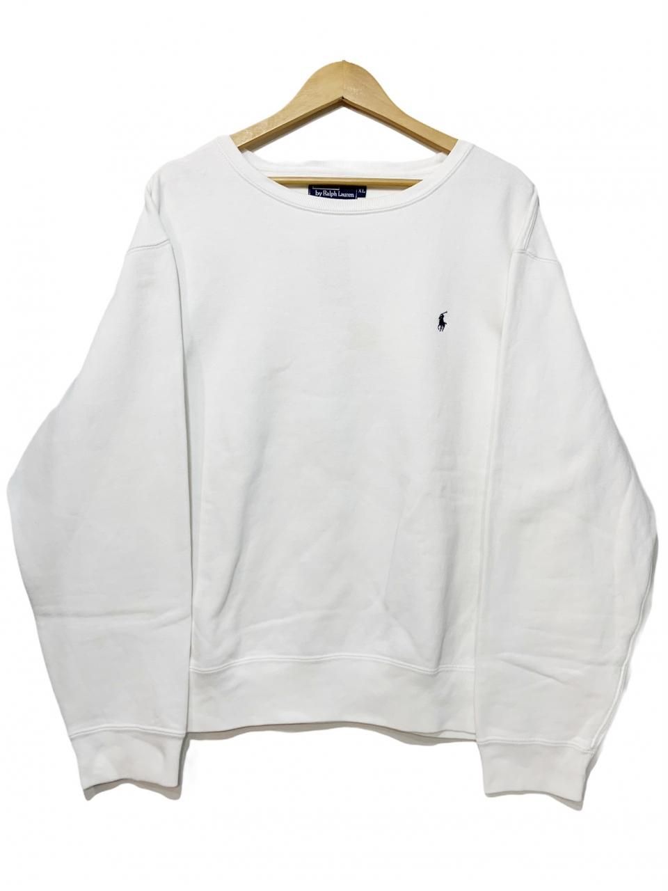 90s Polo Ralph Lauren Crew-Neck One Point Sweatshirt 白 XL ポロ