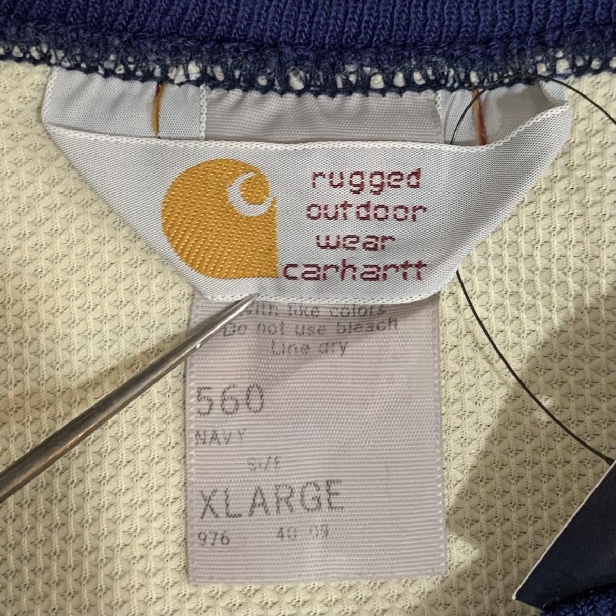 USA製 90s Carhartt Thermal Lined Sweatshirt 紺 XL カーハート