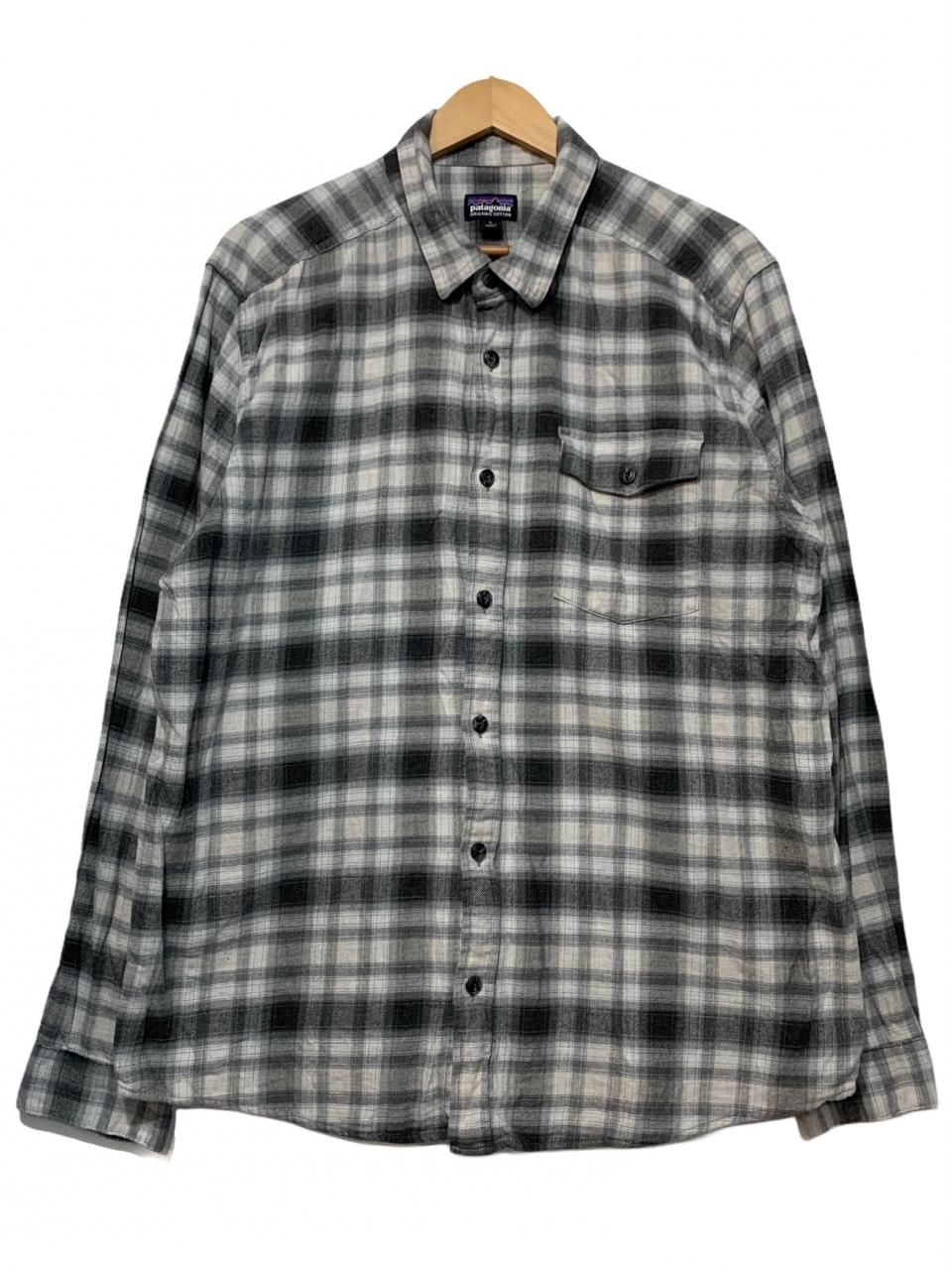 年製 patagonia LW Fjord Flannel Shirt 黒灰 L パタゴニア ライト