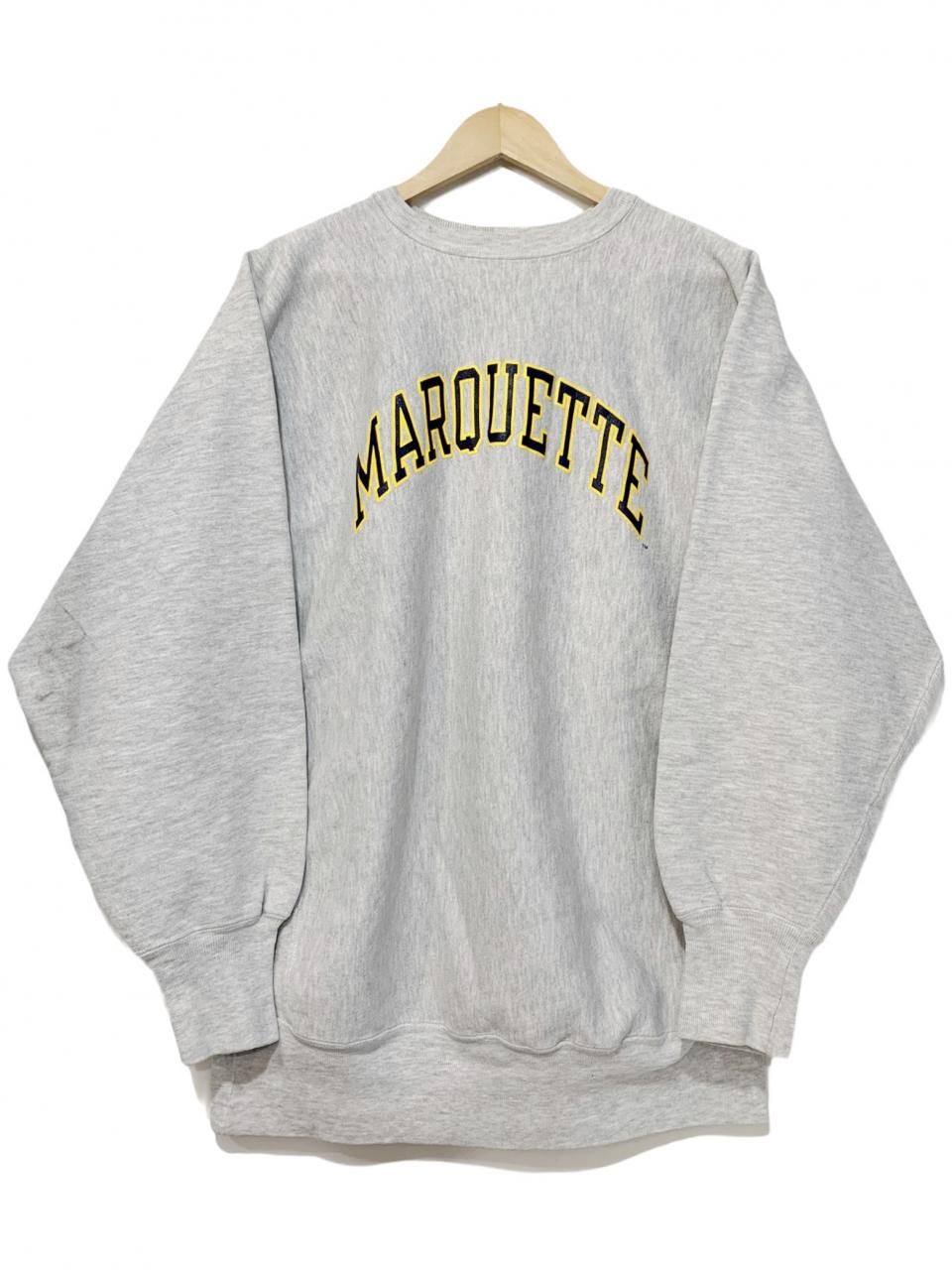 USA製 90s Champion MARQUETTE R/W Sweatshirt 灰 XXL 刺繍タグ チャンピオン リバースウィーブ  スウェット マーケット大学 グレー 古着 - NEWJOKE ONLINE STORE