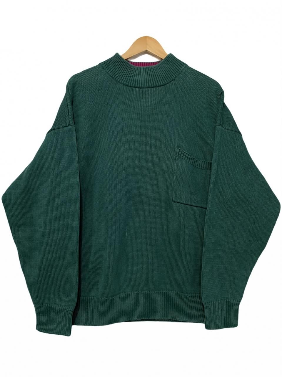 90s OLD GAP Mock Neck Pocket Cotton Knit 深緑 XL オールドギャップ