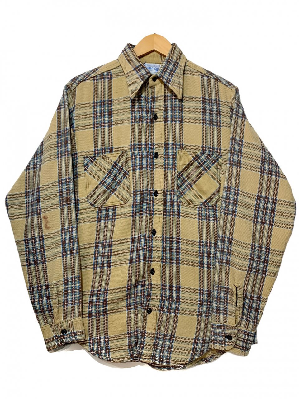 70s BIG MAC Check Flannel L/S Shirt ベージュ M-TALL ビッグマック 長袖シャツ ネルシャツ チェック柄  アメカジ 古着 - NEWJOKE ONLINE STORE