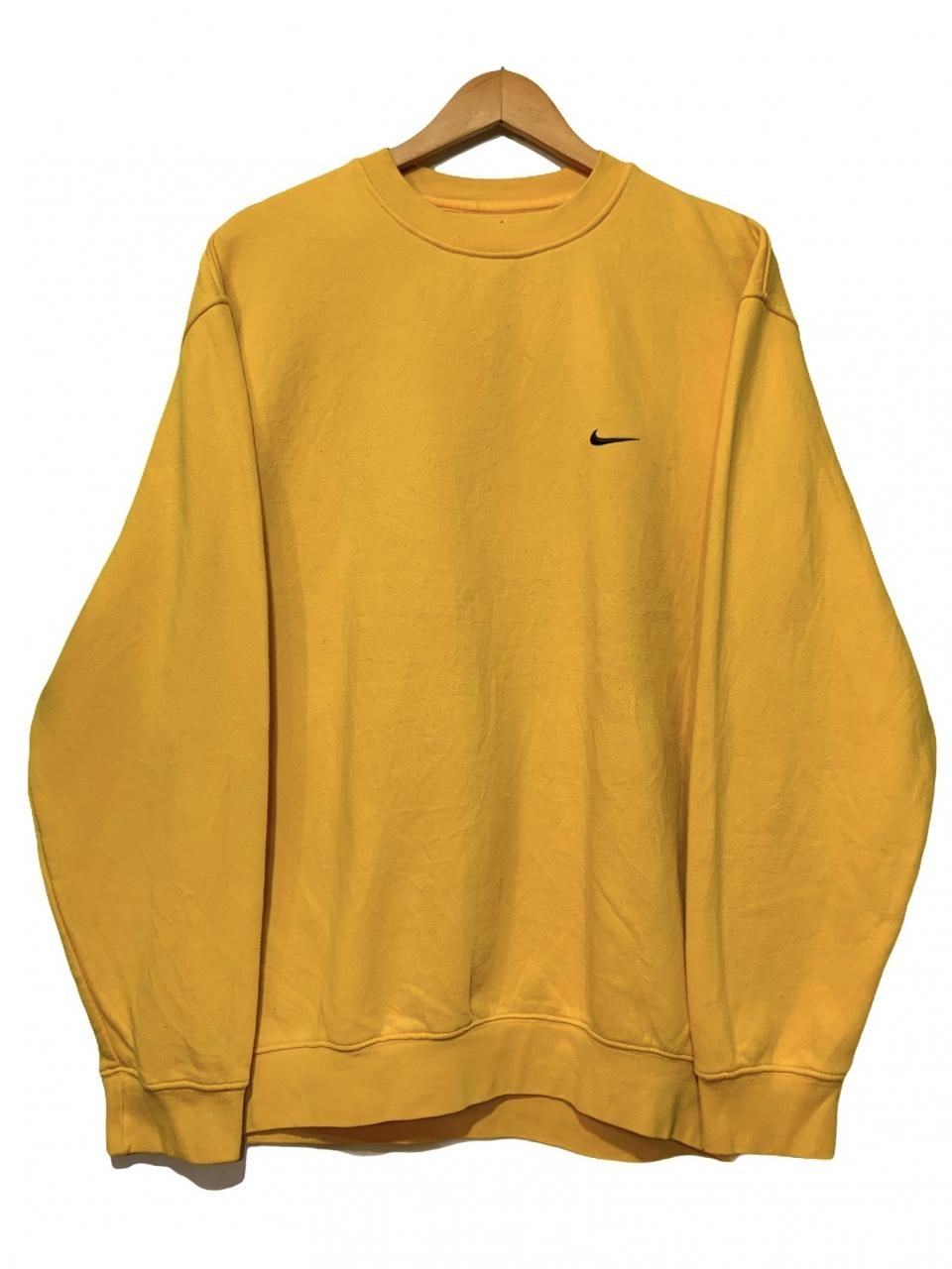 02年製 NIKE Logo Sweatshirt 黄 XL 00s ナイキ スウェット スウッシュ