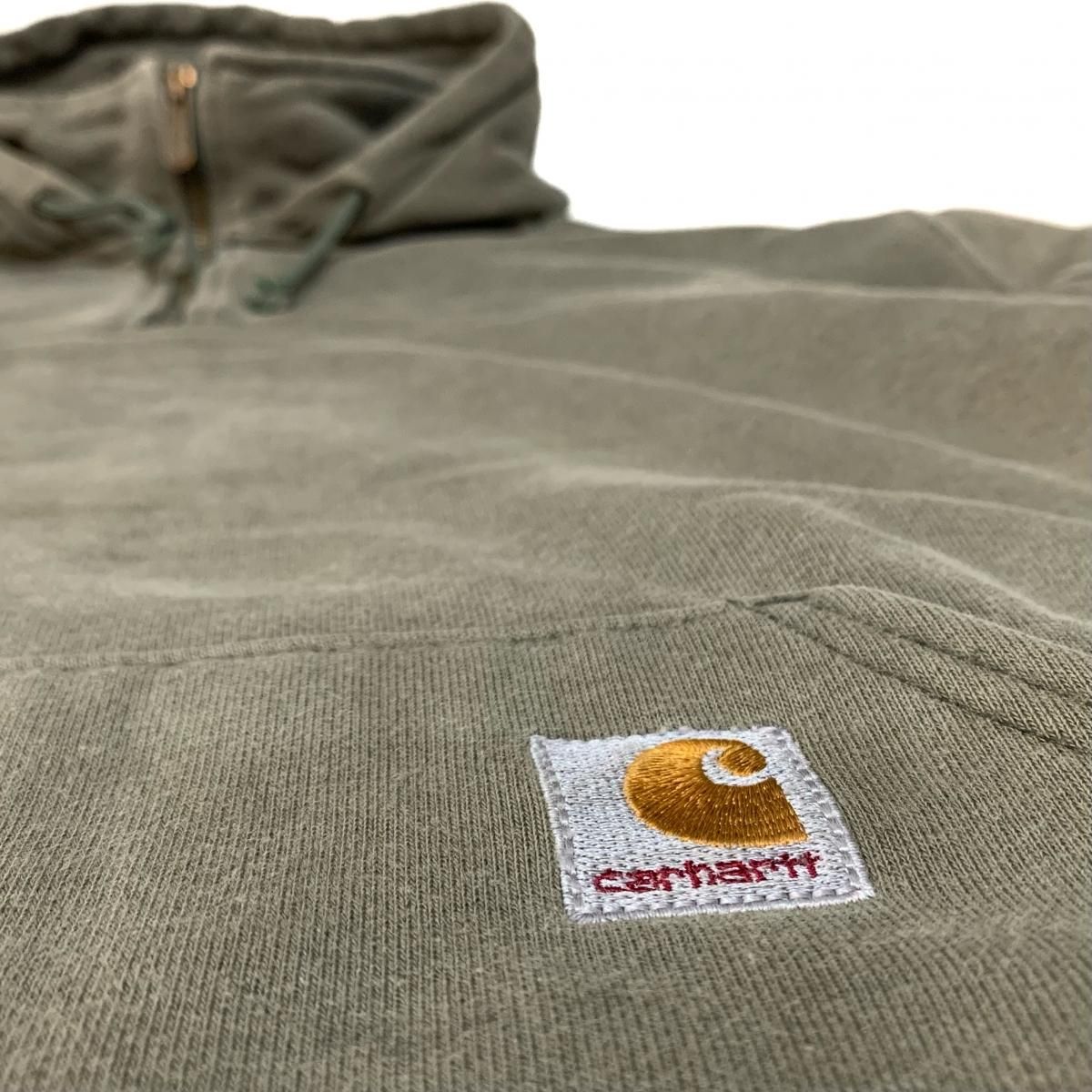 00s Carhartt Logo Half Zip Sweat Hoodie モスグリーン L-TALL 00s Carhartt Logo Half Zip Sweat Hoodie モスグリーン L-TALL