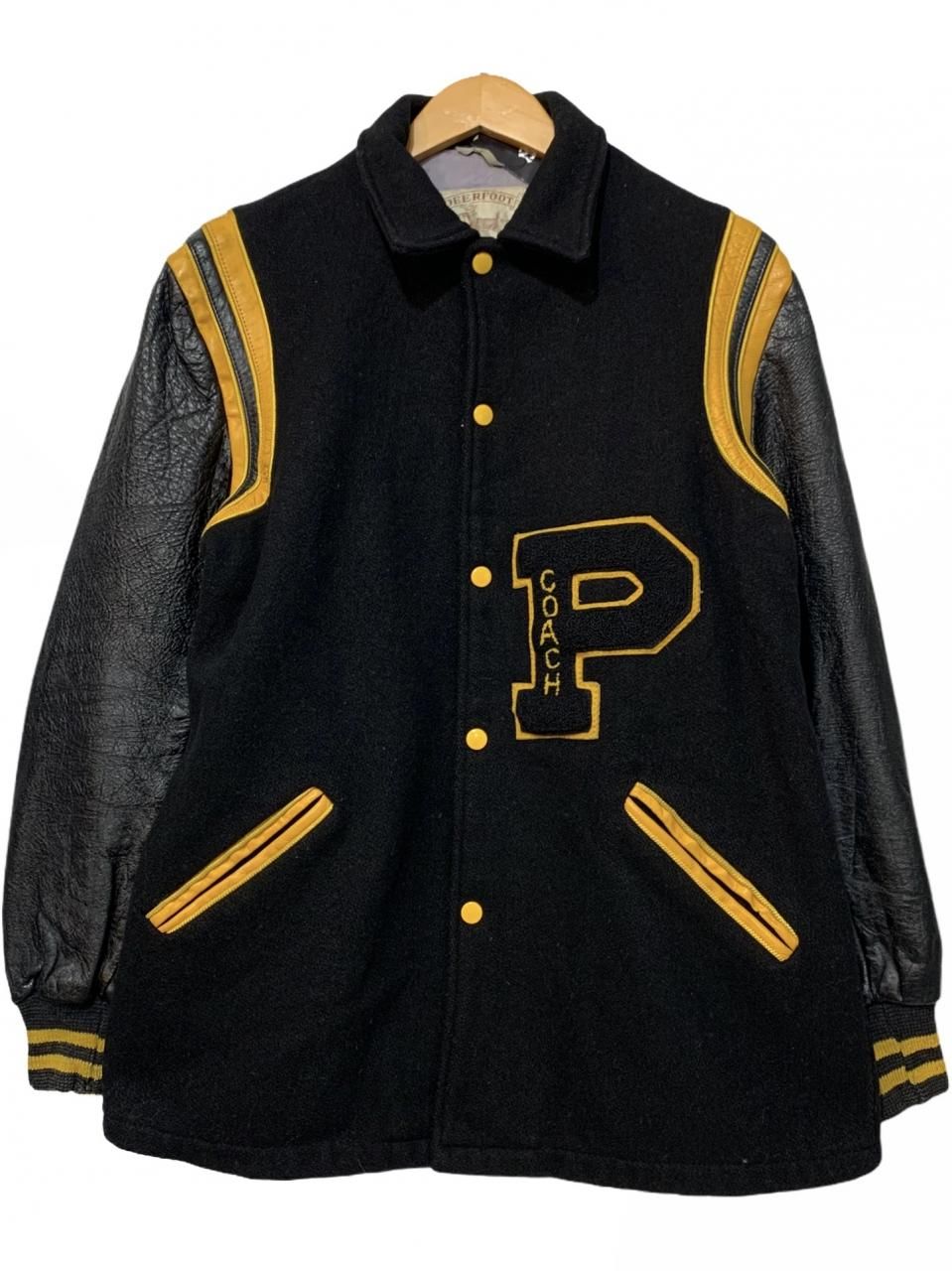 USA製 60s DEERFOOT Wool Long Varsity Jacket 黒黄 40 ロング ...