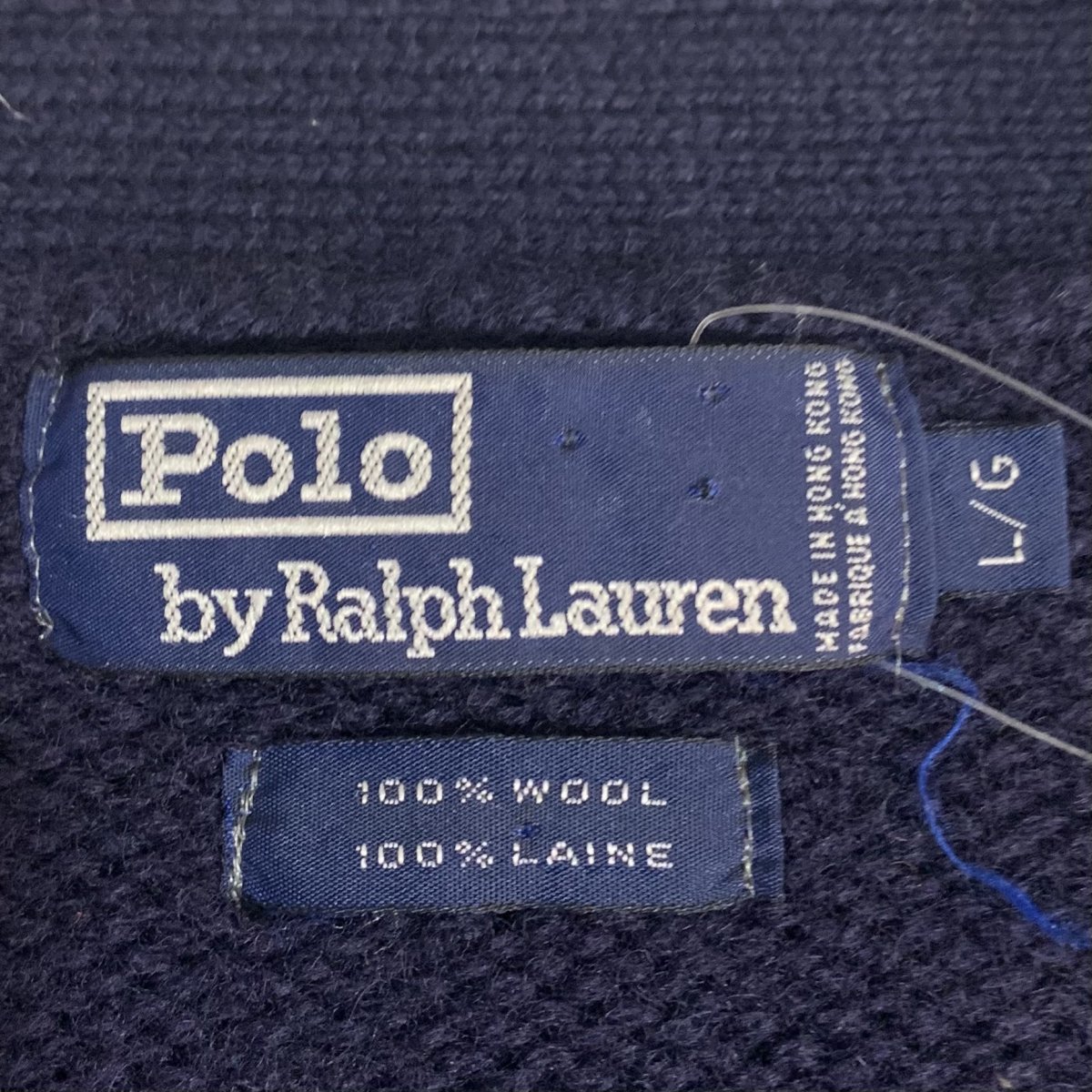 90s Polo Ralph Lauren Logo Wool Knit Cardigan 紺 L ポロラルフ 