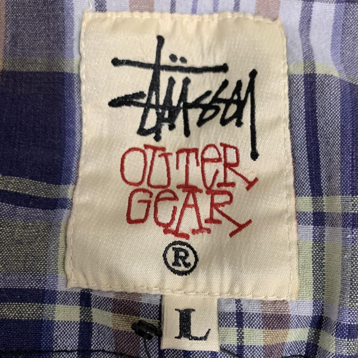 90s OLD STUSSY Check Cotton Anorak Parka 紫 L 白タグ オールド