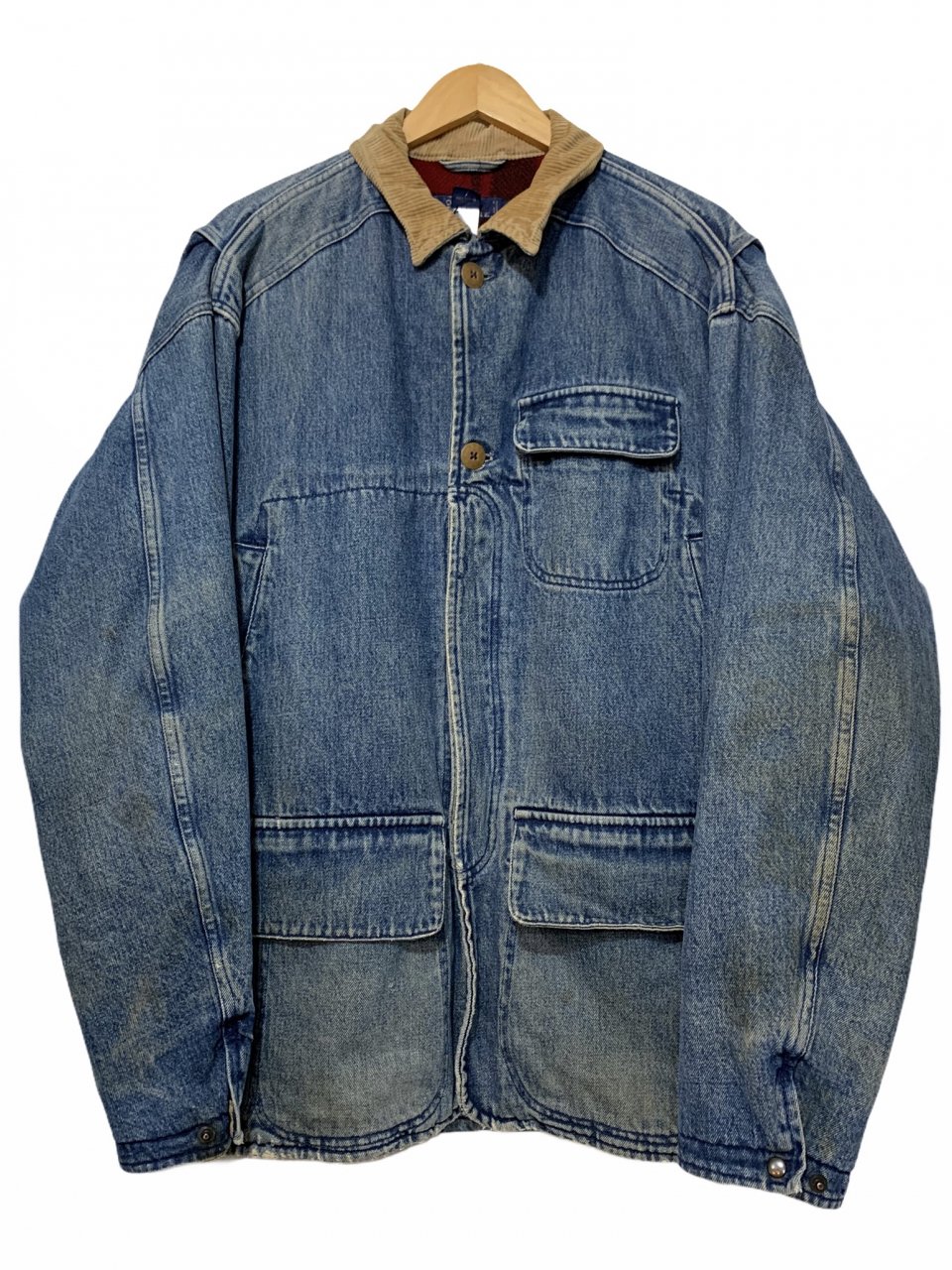90s Polo Ralph Lauren Wool Lined Denim Hunting Jacket 青 L ポロ
