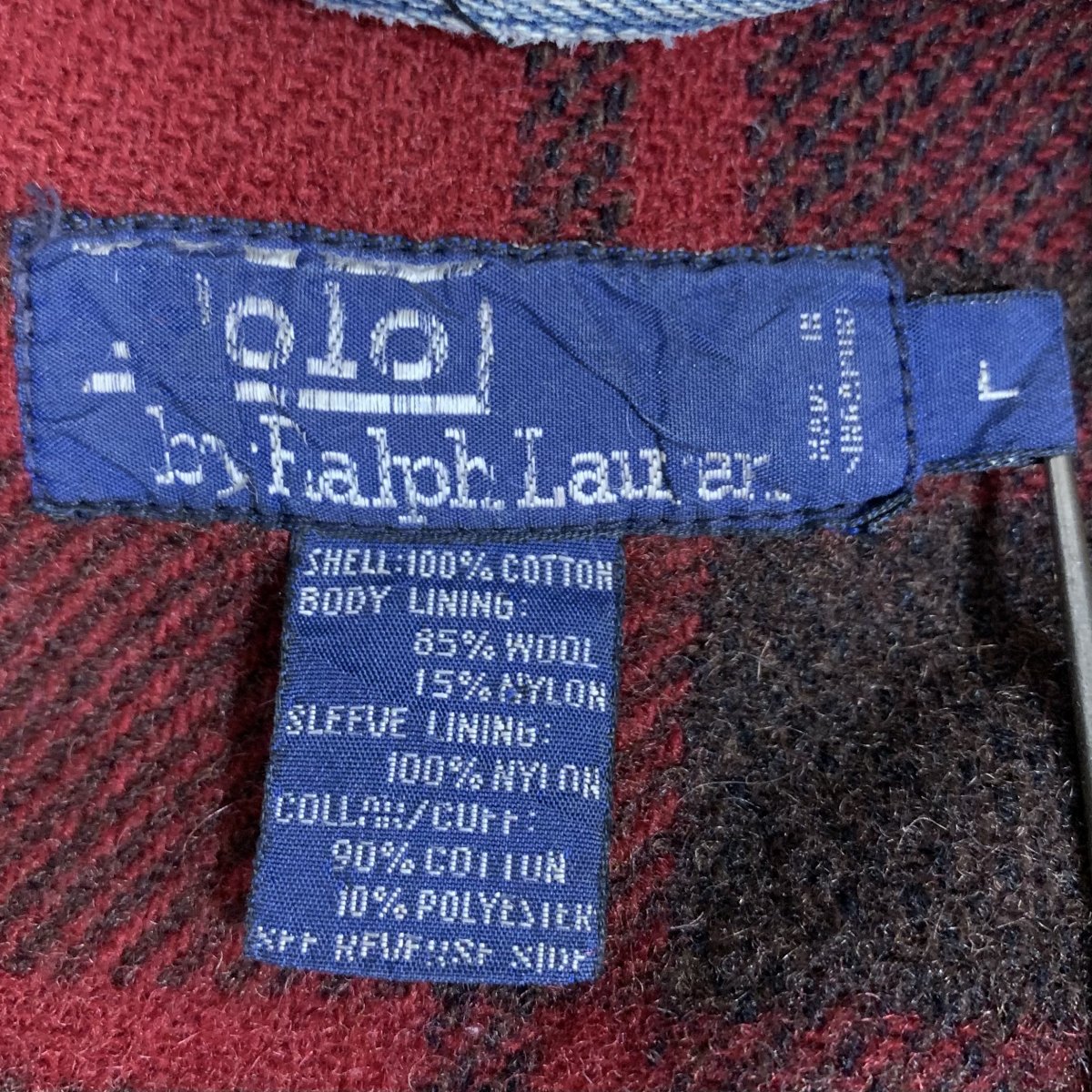 90s Polo Ralph Lauren Wool Lined Denim Hunting Jacket 青 L ポロ