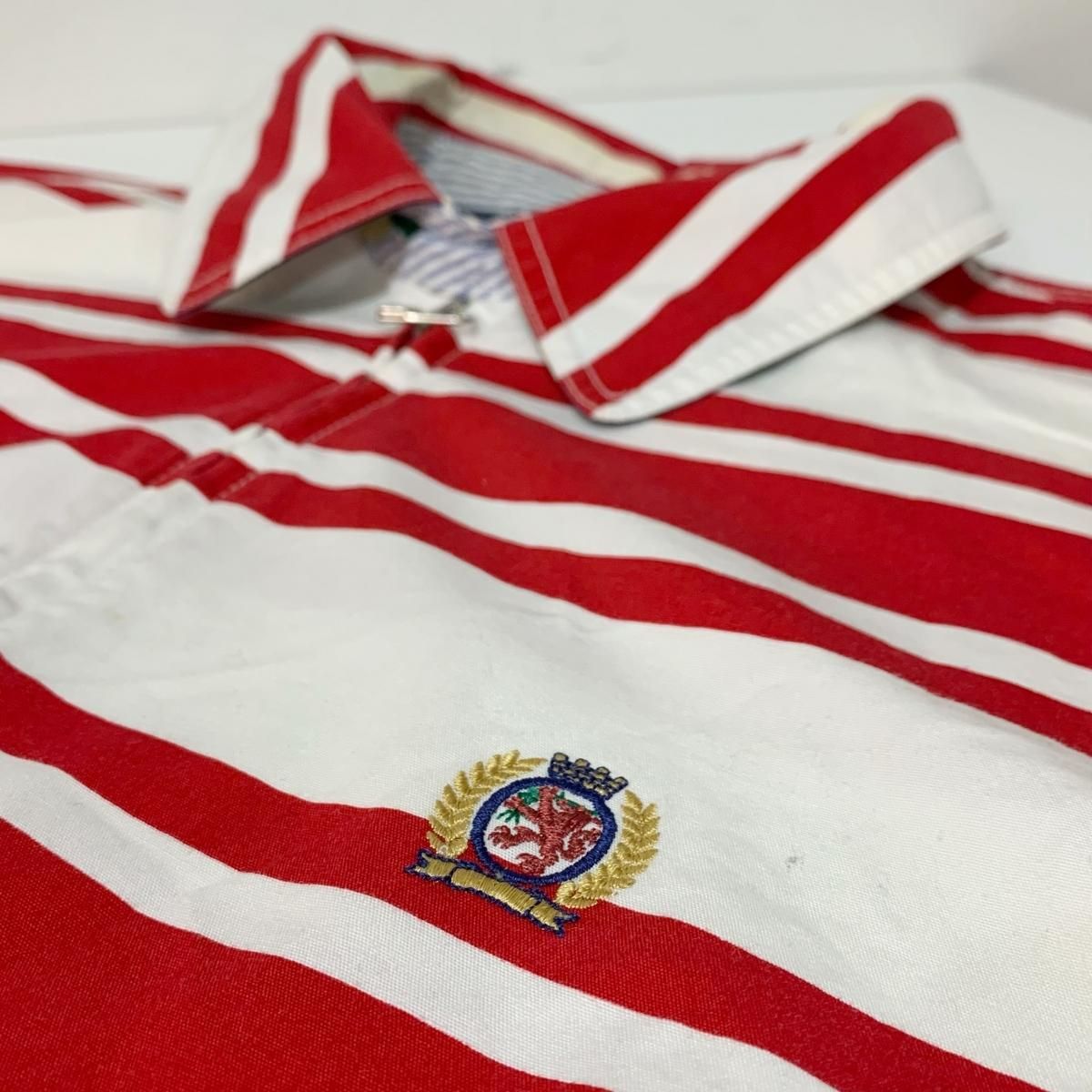 90s TOMMY HILFIGER Border Drizzler Jacket 白赤 M トミー 90s TOMMY HILFIGER Border Drizzler Jacket 白赤 M トミー