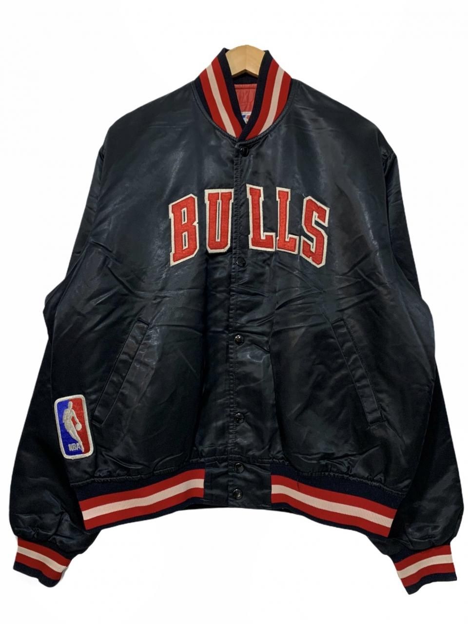 USA製 s STARTER "CHICAGO BULLS" Satin Varsity Jacket 黒 L