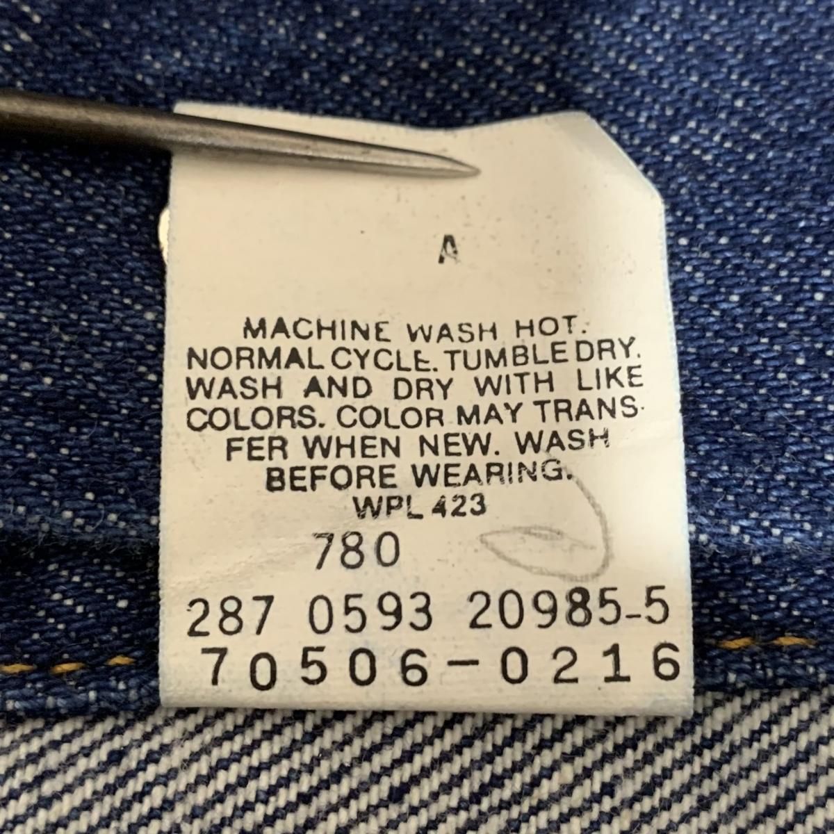 Deadstock USA製 94年 Levi's 70506 Deadstock USA製 94年 Levi's 70506