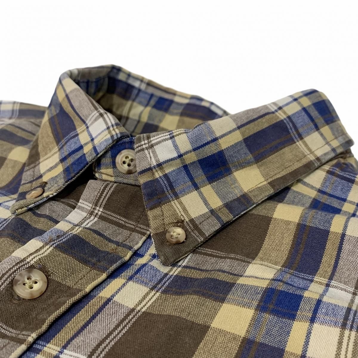 USA製 90s Carhartt Cotton Check BD L/S Shirt 茶青 2XL カーハート