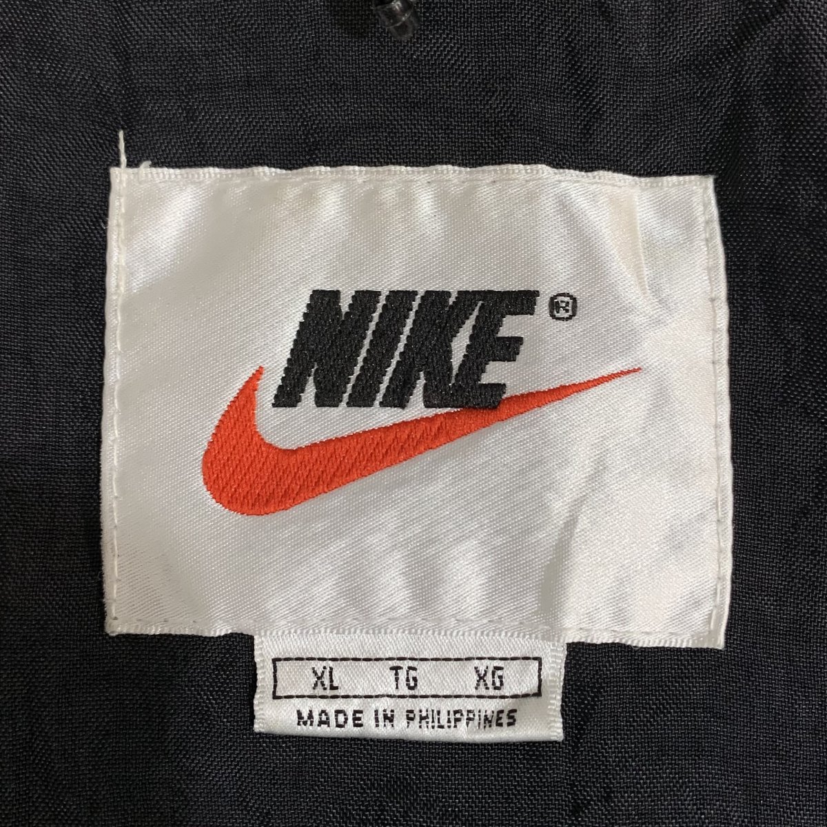 97年製 NIKE Logo Nylon Coach Jacket 黒白 XL 銀タグ 90s ナイキ 