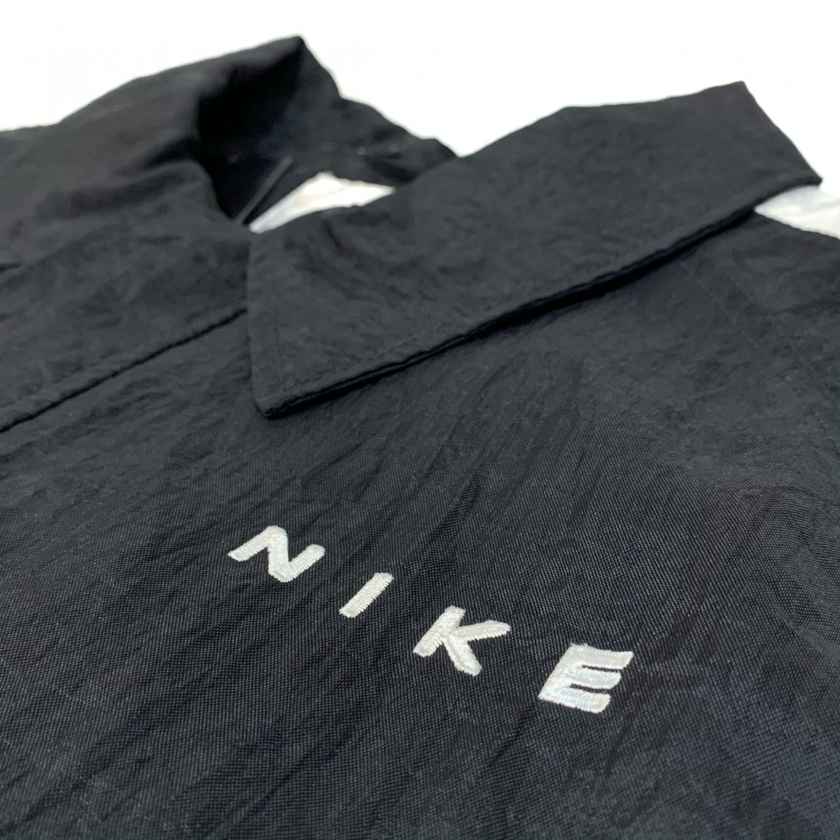 97年製 NIKE Logo Nylon Coach Jacket 黒白 XL 銀タグ 90s ナイキ 