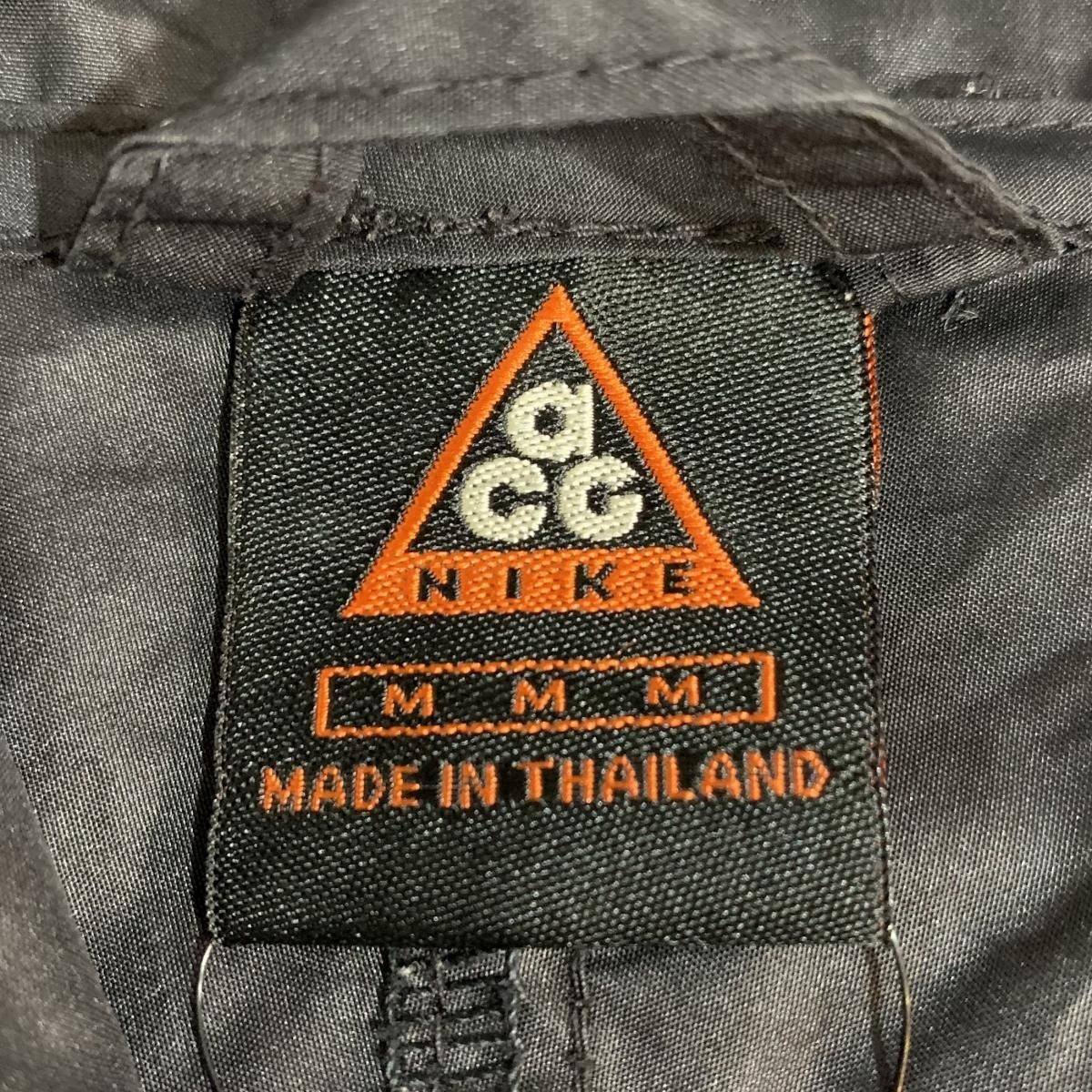 90s NIKE ACG Logo Nylon Anorak Parka 黒赤 M ナイキ エーシージー