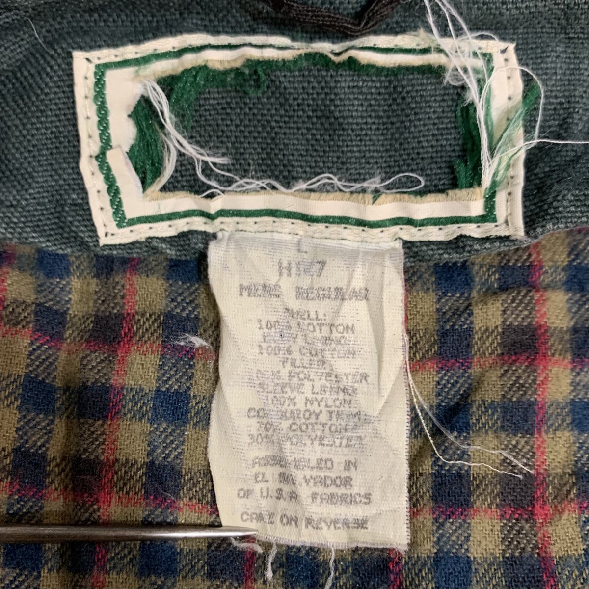 90s L.L.Bean Cotton Hunting Jacket with PRIMALOFT Liner 深緑 L