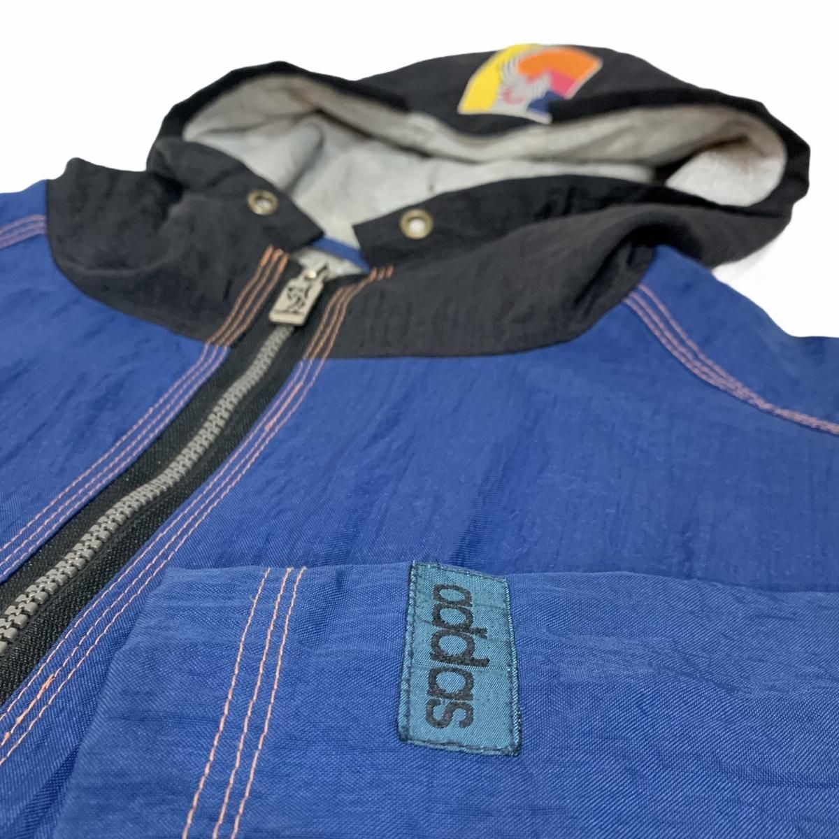 adidas ナイロンジャケット 黒/青 90s adidas 