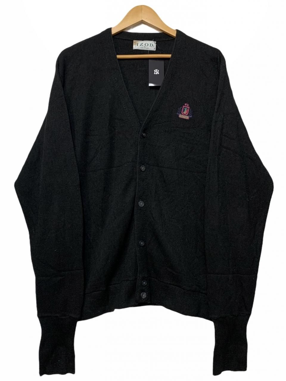 USA製 IZOD Acrylic Knit Cardigan 黒 XL アイゾッド アクリル