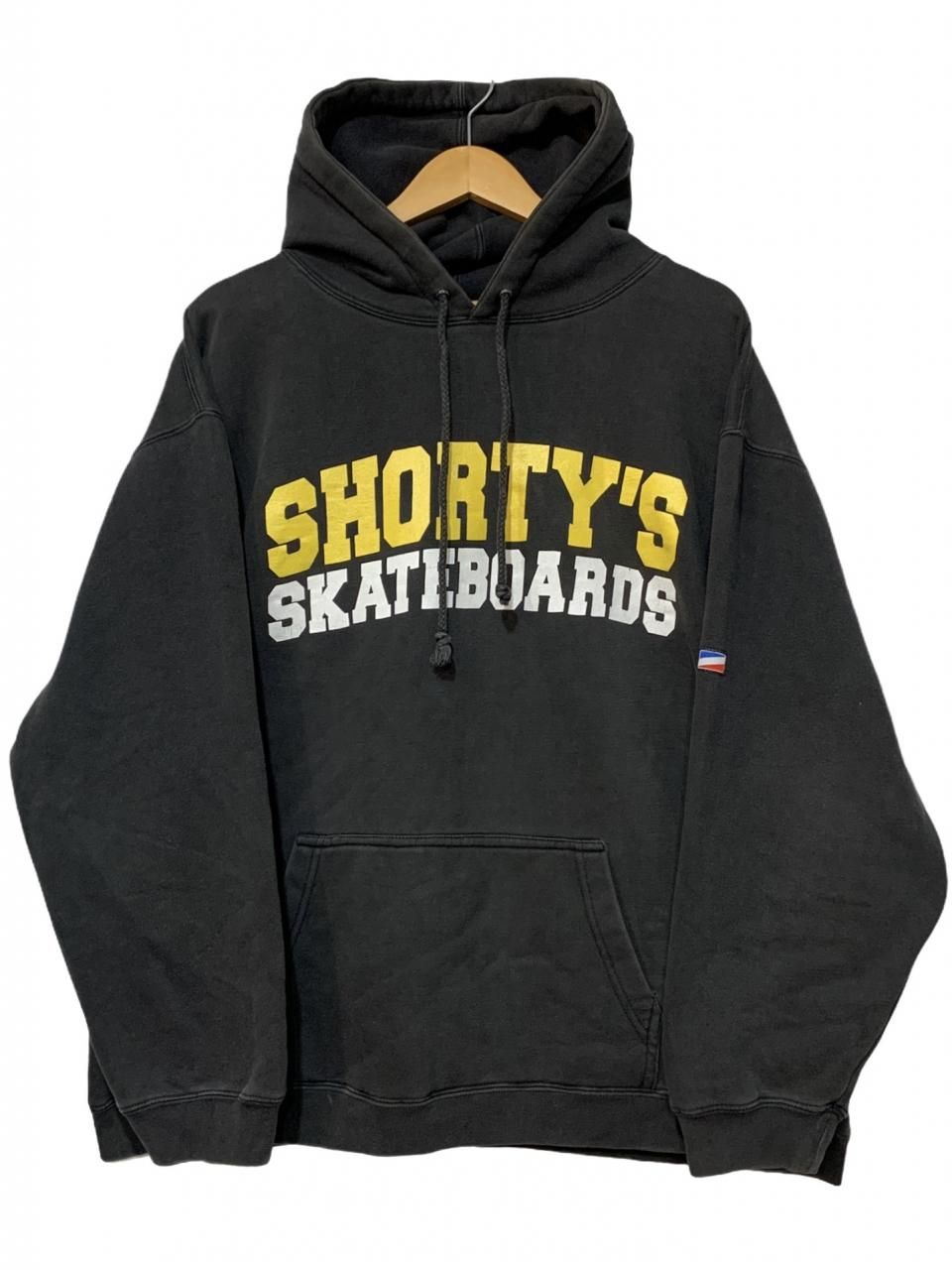 90s SHORTY'S Logo Sweat Hoodie 黒 L ショーティーズ パーカー プル