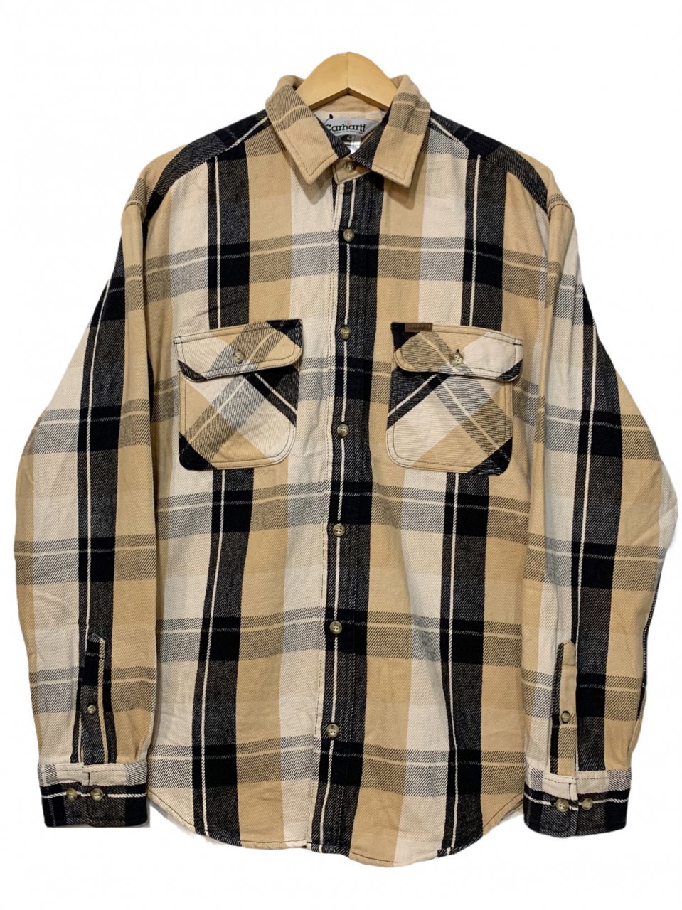 Carhartt Check Flannel L/S Shirt ベージュ黒 XL カーハート 長袖 