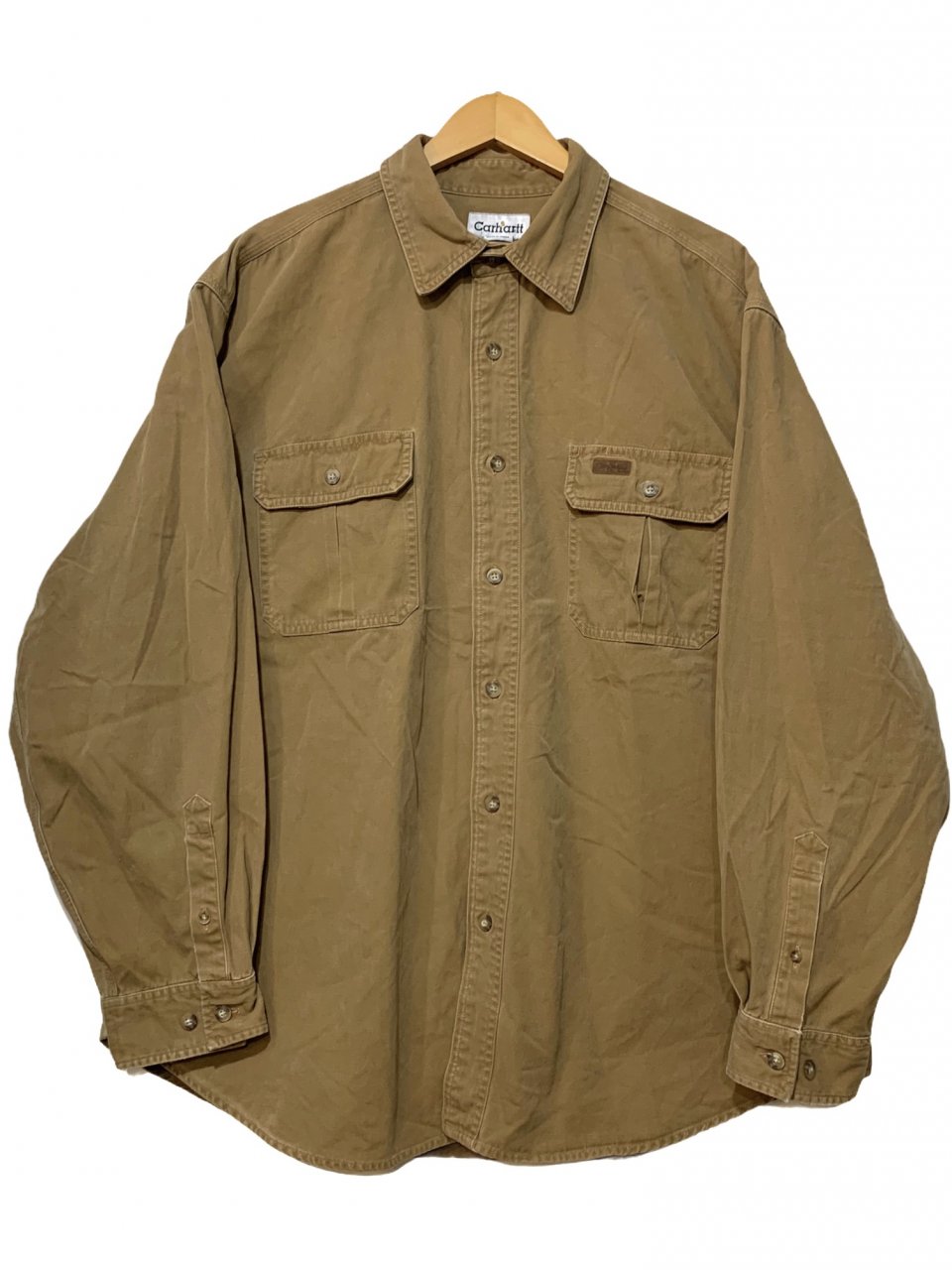 05年製 Carhartt Heavy Cotton L/S Shirt 茶 XL 00s カーハート 長袖 