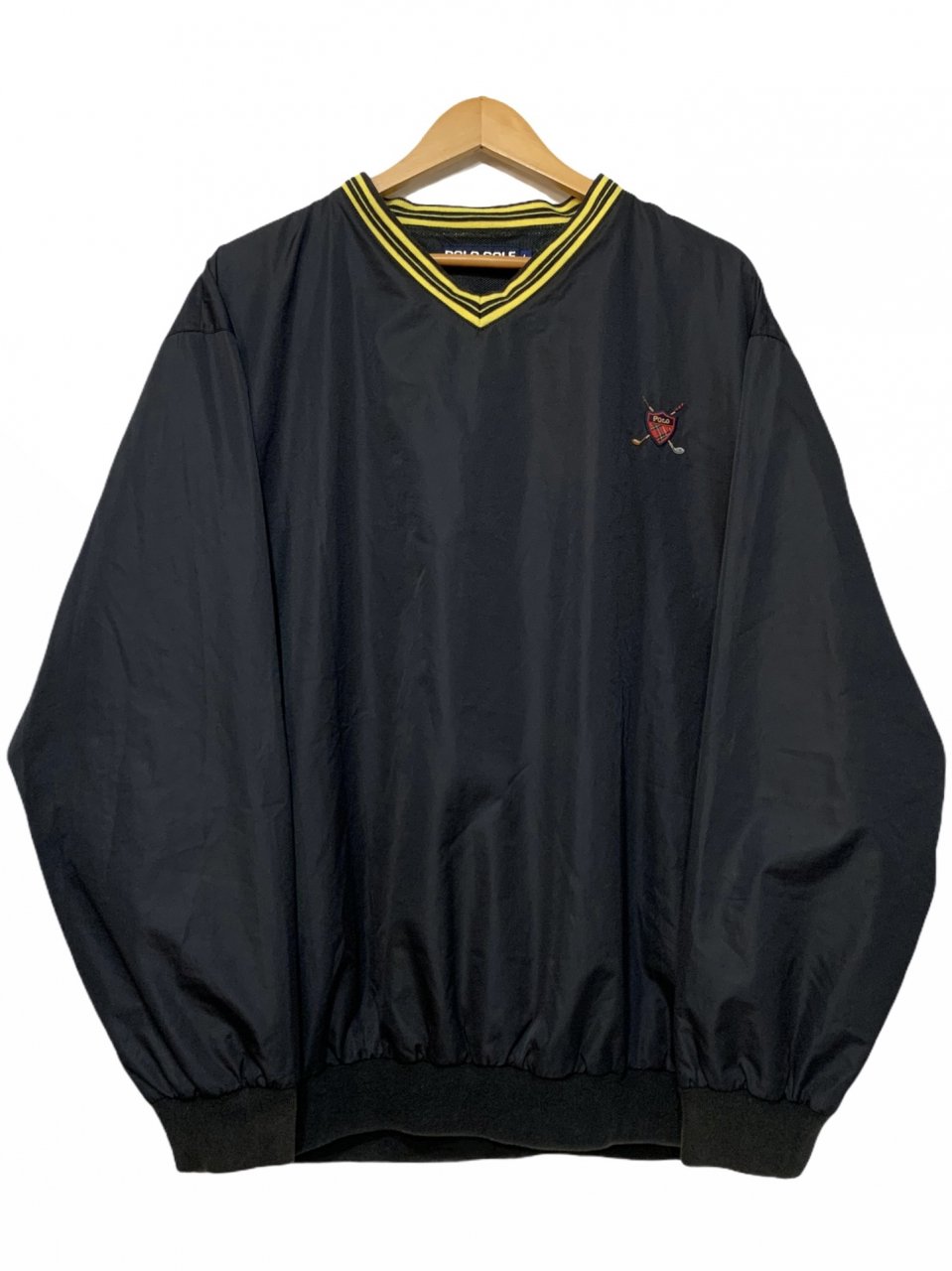 90s POLO GOLF Logo Nylon Pullover Jacket 黒 L ポロゴルフ ナイロン