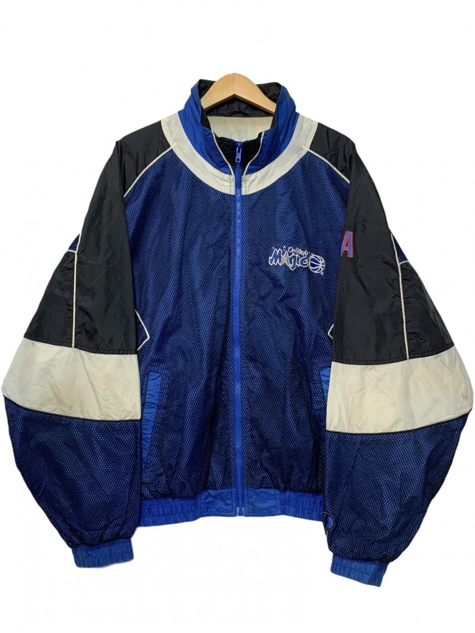 90s PRO PLAYER ORLANDO MAGIC Logo Nylon Jacket 青黒 XXL プロプレイヤー NBA  オーランドマジック ナイロンジャケット メッシュ切り替え 古着 - NEWJOKE ONLINE STORE