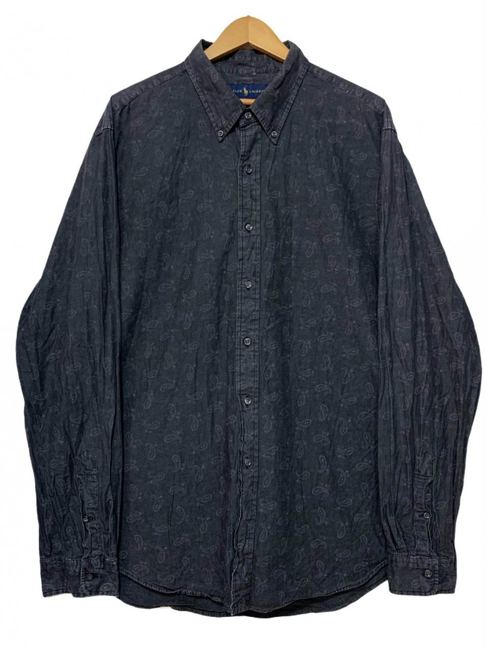 Polo Ralph Lauren Paisley Cotton BD L/S Shirt 黒 XXL ポロラルフ 