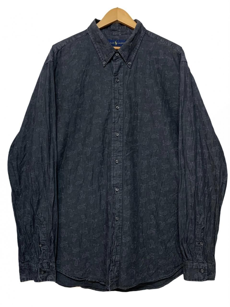 Polo Ralph Lauren Paisley Cotton BD L/S Shirt 黒 XXL ポロラルフローレン 長袖 シャツ ペイズリー柄  ボタンダウン ブラック 古着 - NEWJOKE ONLINE STORE