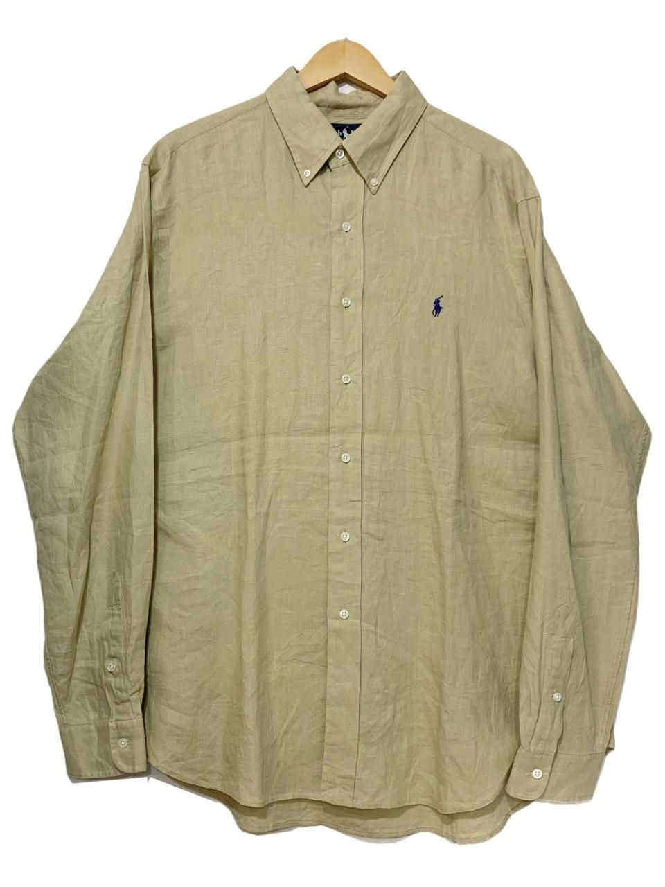 Polo Ralph Lauren Linen BD L/S Shirt カーキ L ポロラルフローレン ...