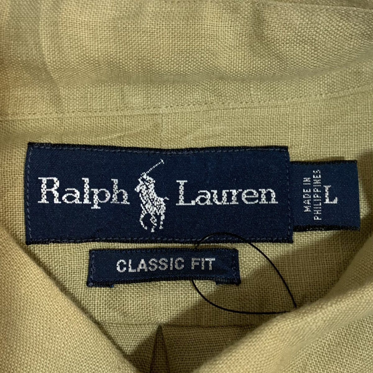 Polo Ralph Lauren Linen BD L/S Shirt カーキ L ポロラルフローレン