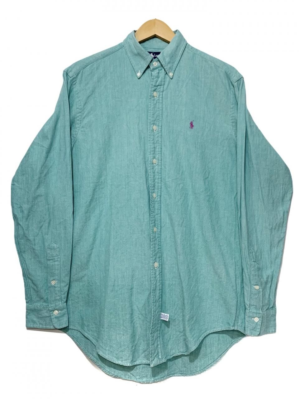 Polo Ralph Lauren Cotton L S Shirt 緑 S ポロラルフローレン 長袖 シャツ ボタンダウン ポニー 刺繍 ワンポイント ミントグリーン 古着 Newjoke Online Store