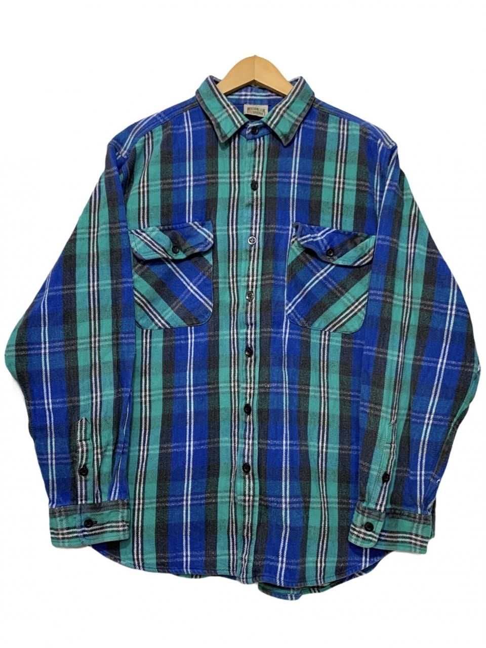 90s FIVE BROTHER Check Flannel L/S Shirt 青緑 XL-TALL 90s FIVE BROTHER Check Flannel L/S Shirt 青緑 XL-TALL