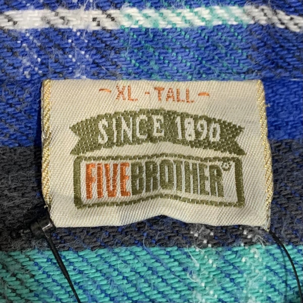 90s FIVE BROTHER Check Flannel L/S Shirt 青緑 XL-TALL 90s FIVE BROTHER Check Flannel L/S Shirt 青緑 XL-TALL