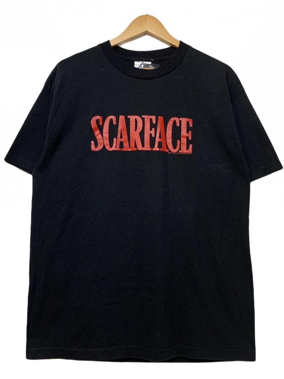 03年 SCARFACE Logo S/S Tee 黒 L 00s スカーフェイス 半袖 Tシャツ ロゴ プリント トニーモンタナ アルパチーノ  映画T ムービーT ブラック 古着 - NEWJOKE ONLINE STORE