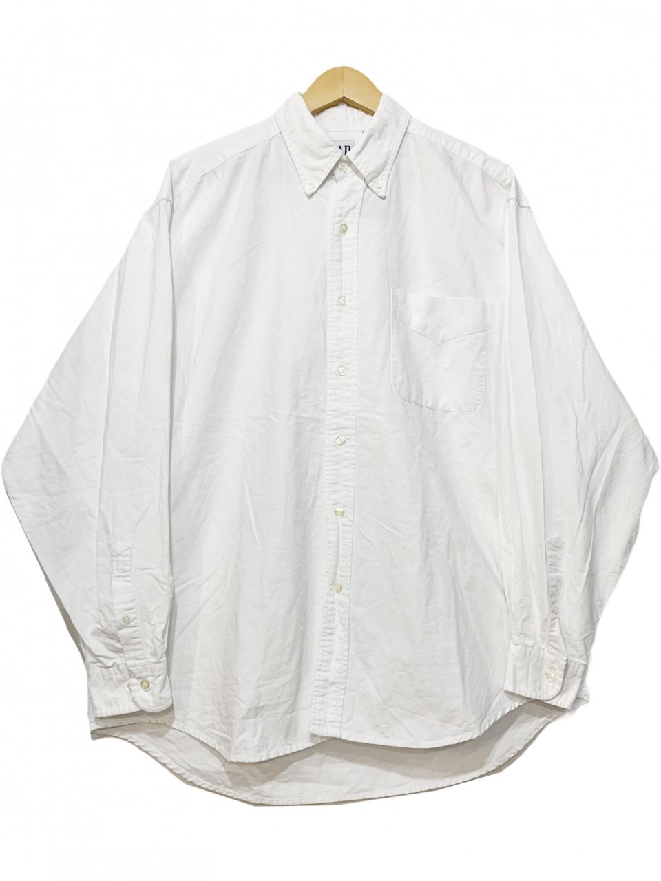 90s OLD GAP Cotton BD L/S Shirt 白 M オールドギャップ 長袖 シャツ 