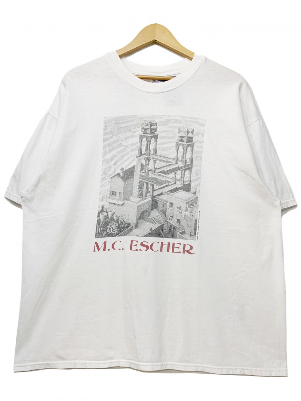 USA製 s M.C.Escher "Waterfall" Print S/S Tee 白 XL MCエッシャー
